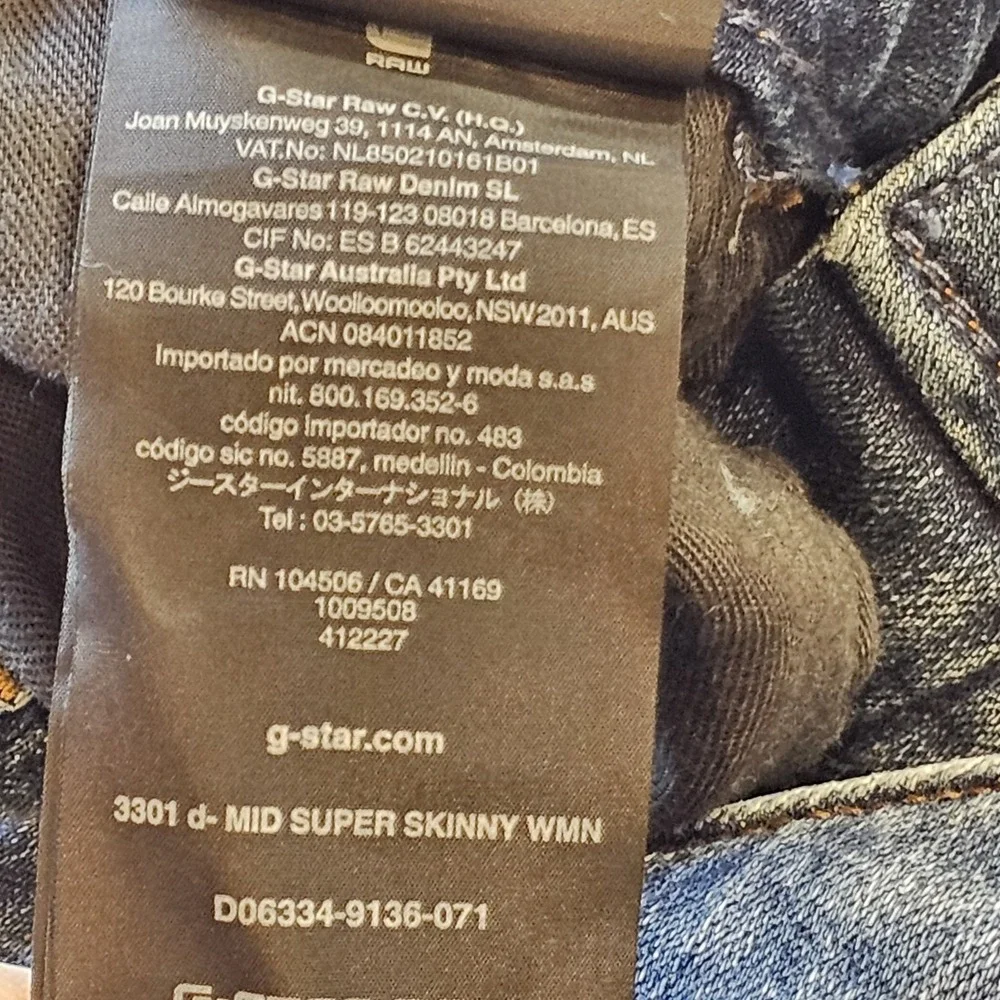 G-STAR RAW JEANS‎ 3301 Size 29 x 30 D-Mid Super Skinny Deconstructed NWT WOMEN'S